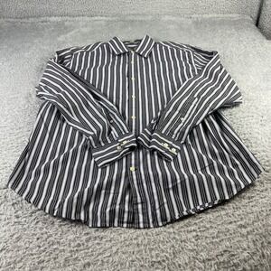 St Johns Bay Mens Large Striped Button Down Shirt Long Sleeve 80s 2-Ply Cotton
